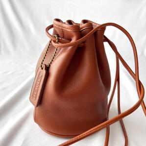 <希少・極美品!!>■OLD COACH オールドコーチ 巾着 ミニバッグ グラブタンレザー 普段使い ショルダーバッグ ブラウン 101-29 管:2505107
