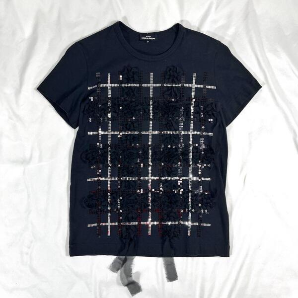 <美品!!>■tricot COMME des GARCONS トリココムデギャルソン 半袖Tシャツ コットン 日本製 お洒落 ブラック 黒 Sサイズ 管:K-2505129