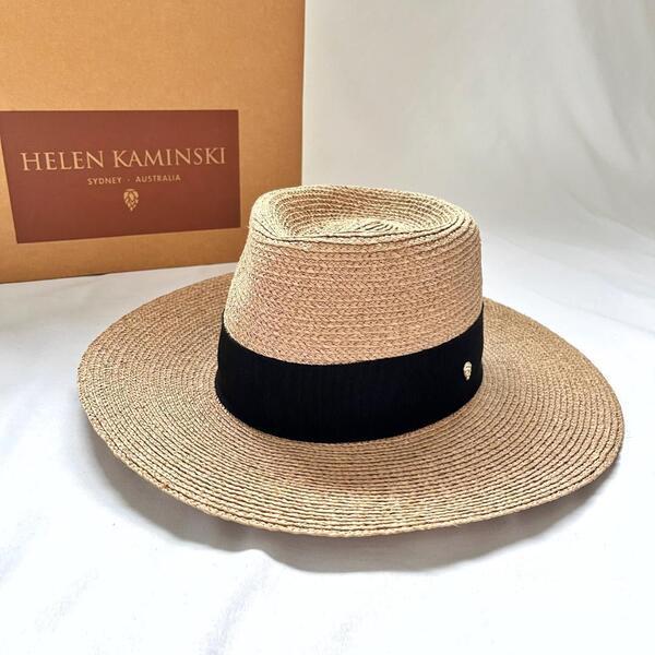 <未使用!!>■HELEN KAMINSKI ヘレンカミンスキー PLATH ストローハット ラフィア 帽子 リゾート 夏 上品 ベージュ 箱付き 管:K-2506018