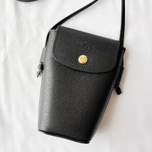 <美品!!>■Longchamp ロンシャン エピュレ ショルダーバッグ ロシアンレザー スマホショルダー 斜めがけ 普段使い ブラック 管:2506017