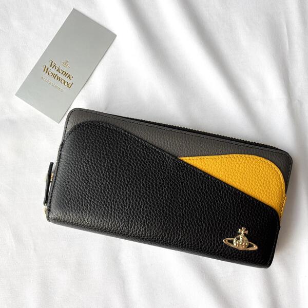 <極美品!!>■Vivienne Westwood ヴィヴィアンウエストウッド ラウンドウォレット 長財布 レザー お洒落 マルチカラー 管:2506069