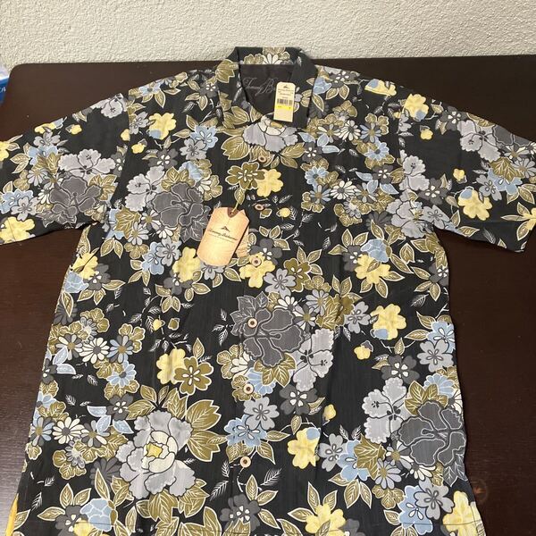 新品TOMMY BAHAMA トミーバハマ シルクアロハシャツ 32661 USAサイズ M BK
