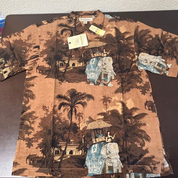 新品TOMMY BAHAMA トミーバハマ シルクアロハシャツ 31297 USAサイズ M CO