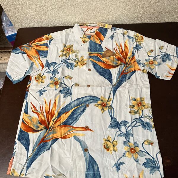 新品TOMMY BAHAMA トミーバハマ シルクアロハシャツ 34899 USAサイズ M BL