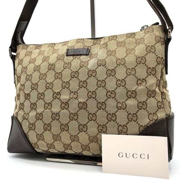 高級/大人気 グッチ GUCCI ショルダーバッグ クロスボディ GG柄 キャンバス 斜め掛け レザー ベージュ ロゴ ブラウン 総柄