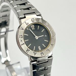 稼働品 BVLGARI ブルガリ 時計 レディース BB23GL クォーツ 黒文字盤 ブラック シルバー デイト ステンレス 2針 ラウンド