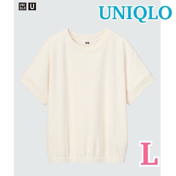 新品 ★ UNIQLO ★ ユニクロ スウェットクルーネックシャツ 半袖 / 01 オフホワイト L / Tシャツ カットソー 無地 白 クリストフ ルメール