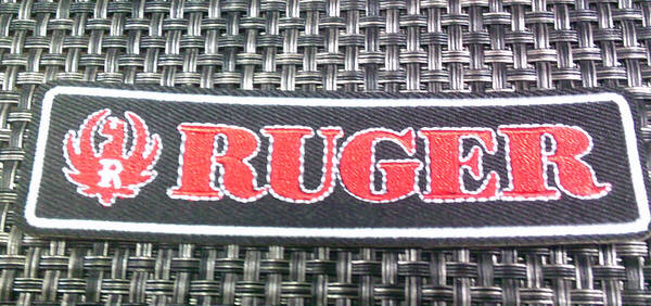《R赤RU長方形》 新品スターム・ルガーSturm Ruger 布生地 刺繍ワッペン◆ミリタリー サバゲー◇アメリカ メーカー■洋服・衣類DIY