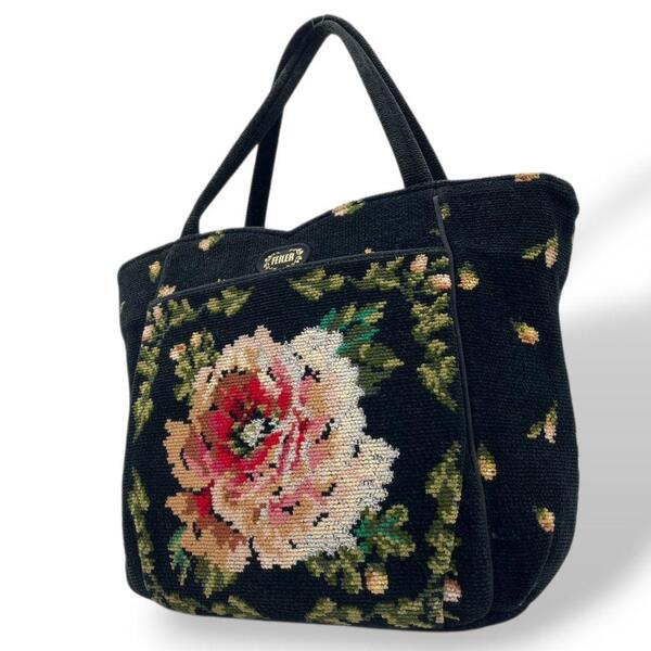 極美品 フェイラー ハンドバッグ シュニール織 フラワー 花柄 FEILER M