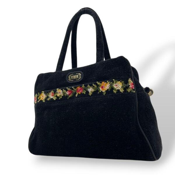 美品 フェイラー ハンドバッグ シュニール織 フラワー 花柄 FEILER M