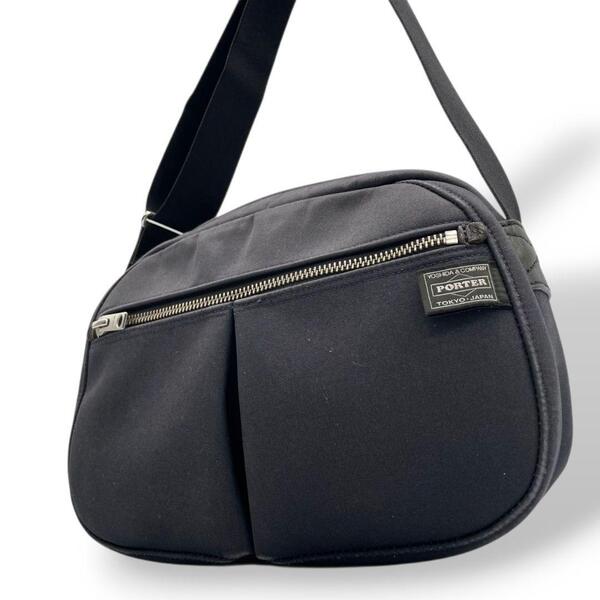 ポーター ショルダーバッグ 黒 ナイロン ロゴパッチ PORTER s22
