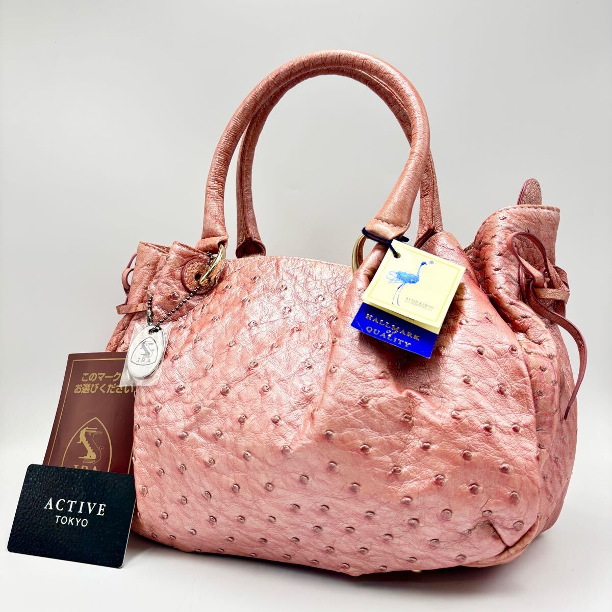 希少カラー/美品 DES ROSA オーストリッチ ハンドバッグ ピンクベージュ Yahoo!オークション -「オーストリッチ バッグ ピンク」の落札