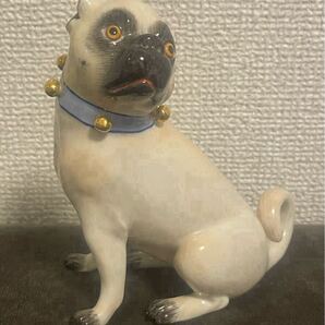 世界最高峰磁器 ドイツ 【MEISSEN / マイセン】パグ犬フィギュリン 磁器人形 オブジェ 美品