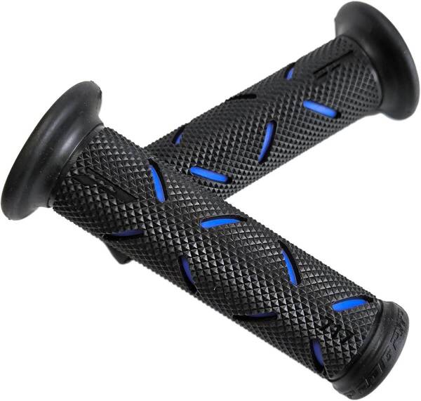 PROGRIP(プログリップ) バイク用 黒/青 ハンドル径φ22.2 エンド貫通バイクグリップ