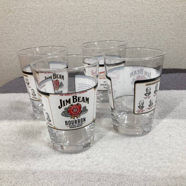 【ジムビーム】タンブラー jim beam ジョッキ 4個まとめ グラス ラベルタンブラー バーボン ハイボール 475ml 非売品 未使用 美品
