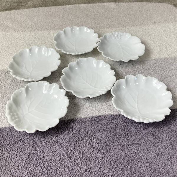 【ニッコー】平皿 食器 ニッコー 6枚 まとめ セット 小皿 中皿 白 葉っぱ 取り皿 おばんざい 小鉢 デザートプレート 和食 洋食