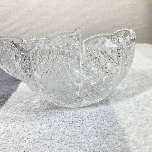 【HOYA】中鉢 食器 ホヤ 2セット 2個まとめ まとめ クリスタルガラス 昭和レトロ サラダボウル 菓子器 楕円形 小鉢 和食 洋食 舟形