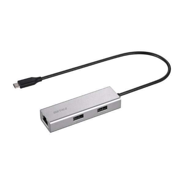 新品■BUFFALO LUD-U3-CU101SV Giga対応 USBハブ付きLANアダプター USB Type-C接続モデル シルバー