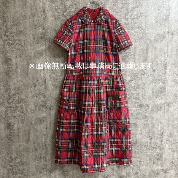 2017AW COMME des GARCONS GIRL コムデギャルソン ガール☆中綿 エステル チェック 丸襟 ワンピース/サイズS