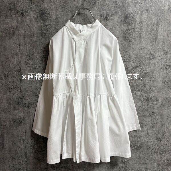 2022AW COMME des GARCONS COMME des GARCONS コムデギャルソン コムコム☆コットン 綿 チャイナ ブラウス カンフー シャツ/サイズS 白