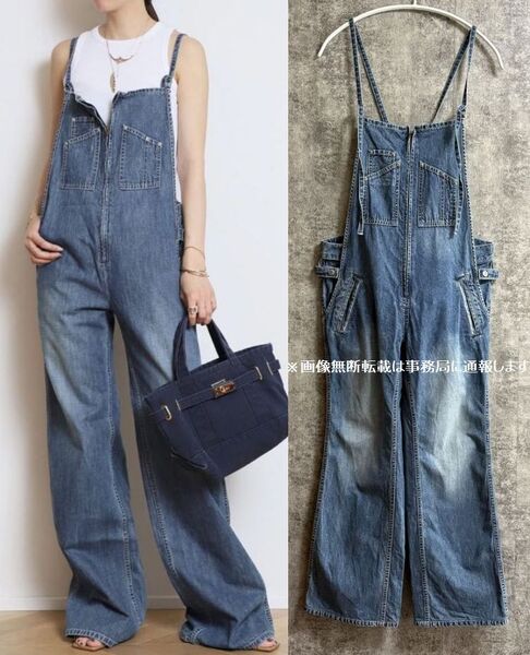 Deuxieme Classe JOHNBULL ドゥーズィエムクラス ジョンブル☆ZP118 デニム チューブ サロペット パンツ/サイズLL 定価23100円