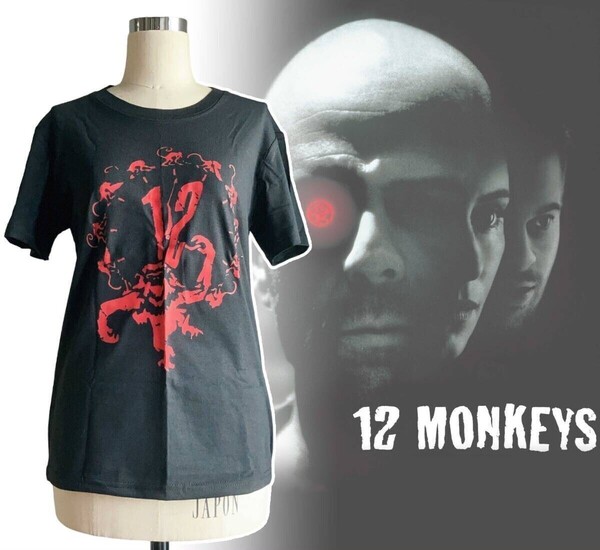 ★送料無料★「12モンキーズ ブルース・ウィリス/ブラッド・ピット Tシャツ Mサイズ ブラック」tface-g 【タグ:映画】1 T06/28