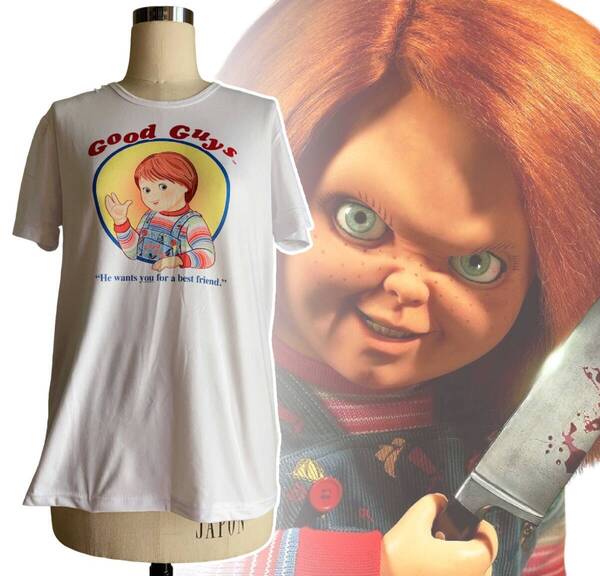 「チャイルド・プレイ チャッキー/グッドガイ人形 Tシャツ Mサイズ」tface-g 【タグ:映画、アクセサリー】1 T06/06