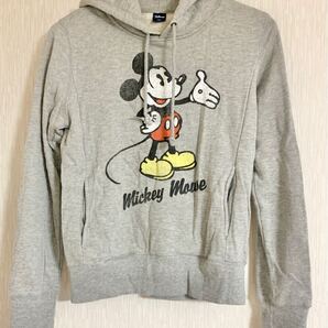 匿名配送 グレー ミッキーフーディー長袖トレーナー パイル裏スウェットパーカー Disney ミッキーマウス オールドミッキー 灰色 Mickey