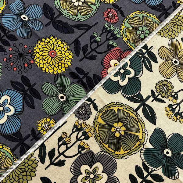 ☆2枚セット ☆各100cm(長さ)×110cm(生地巾) ☆FUWARI染布#AS7800-LG ☆綿麻キャンバス生地 ☆未使用/限定品