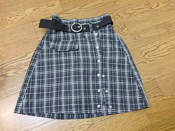 (ny4-25-0604-5) 女の子 160サイズ スカート キュロット 黒 チェック柄 SPACE OPERA 子供服 中古