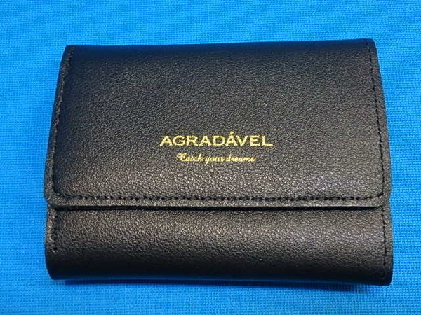 (nk12-25-0611-2) AGRADAVEL 三つ折り財布 黒 レディース 女性用 ブラック 中古