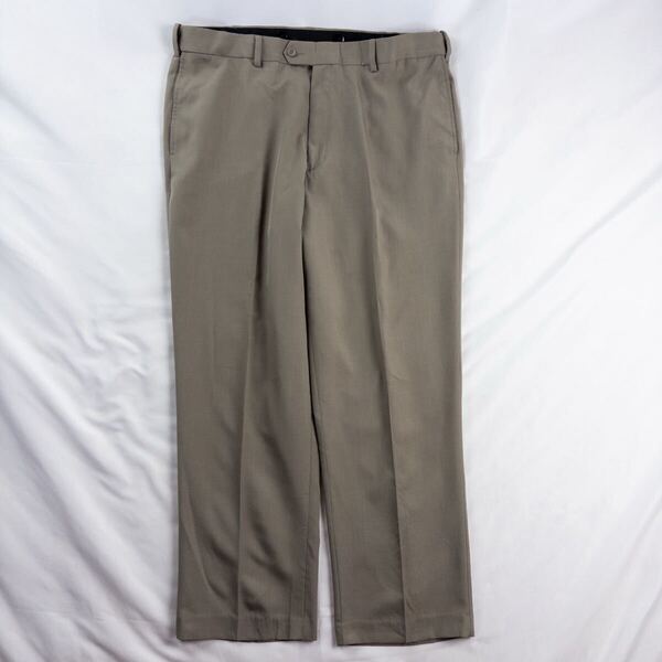 US Vintage 90-00s SAVANE ツイル ノータック サスペンダーボタン カスリ サンドカラー ベージュ ワイド ドレス スラックス トラウザーズ
