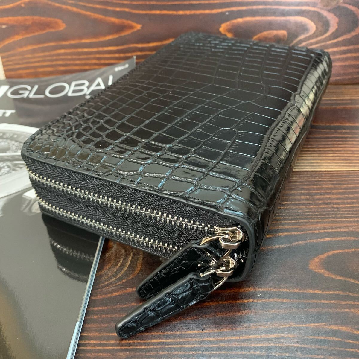 新品未使用】A.D.M.J クロコダイルレザー 二つ折り財布 高級