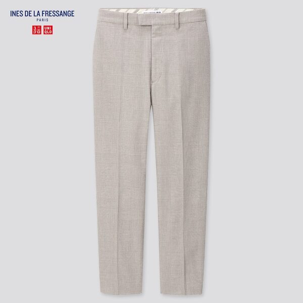 【新品・W70・ブラウン】ユニクロ×イネス INES DE LA FRESSANGE コットンチェックアンクルパンツ 細部まで丁寧 上質感のある1本 チェック