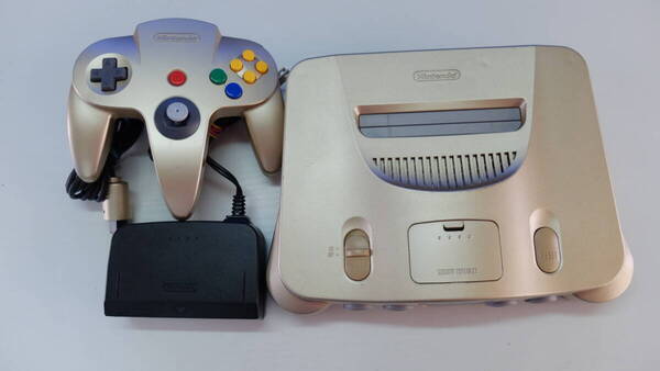 ニンテンドー64本体セット ゴールド 電源コード/コントローラー付属 管理番号:247