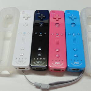 WiiU/Wiiリモコンプラス/リモコン まとめて4個セット クロ/アオ/シロ/ピンク ジャケット付属 管理番号:D
