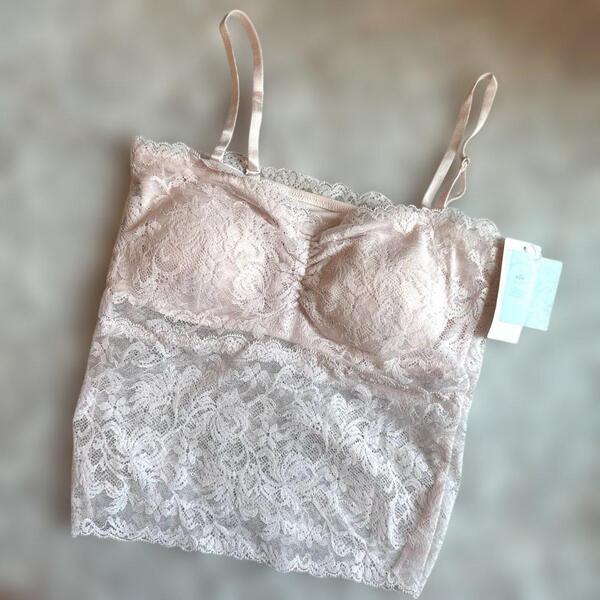 gelato pique ジェラートピケ カップ付きキャミソール ピンク 総レース ルームウェア 新品未使用タグ付き