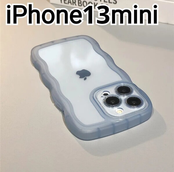 iPhone 13mini ケース ウェーブ ブルー なみなみ iPhone13mini