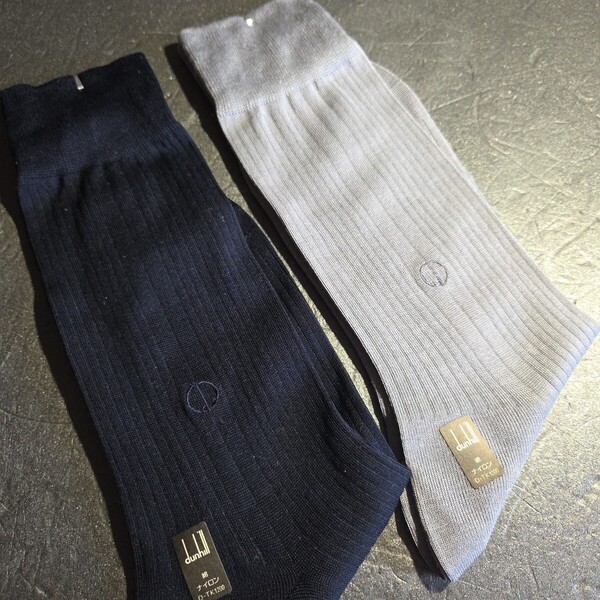 ダンヒル メンズ ソックス 25㎝ 2足セット 紳士靴下 男性用 ビジネスソックス ネイビー グレー dunhill