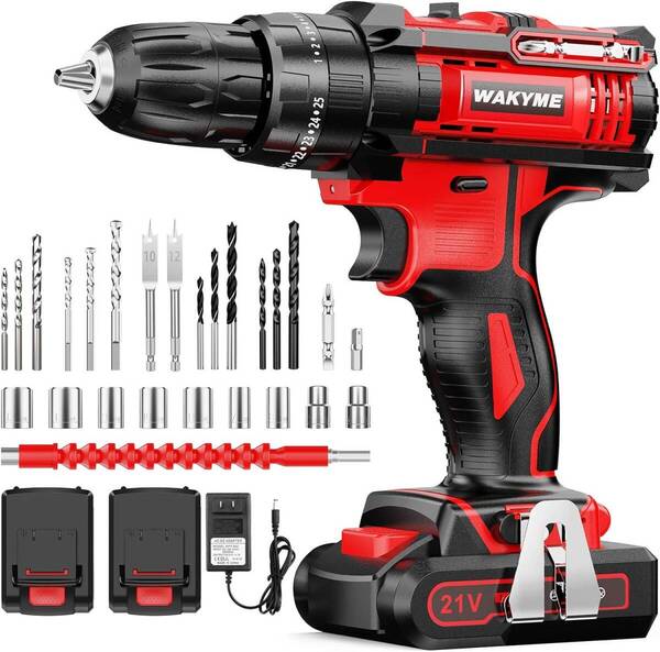 人気 21V 電動ドリルドライバー 2本バッテリー搭載 1台3役 充電式 コード