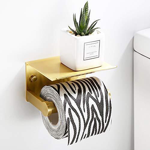 穴なし トイレットペーパーホルダー 棚付き壁掛けティッシュロールホルダー