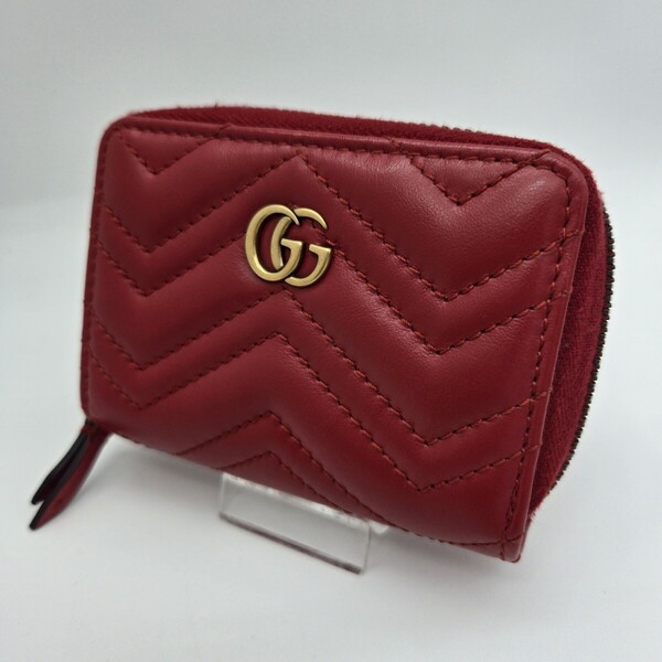 GUCCI グッチ カードケース パスケース GGマーモント キルティング レザー レッド 赤