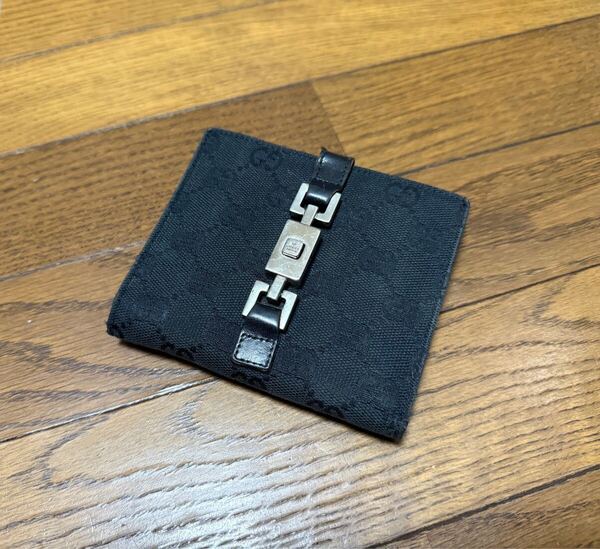 グッチ GUCCI 財布 ウォレット カード 札入れ 小銭入れ コイン GG柄 GGキャンバス 二つ折り ジャッキー 黒 ブラック