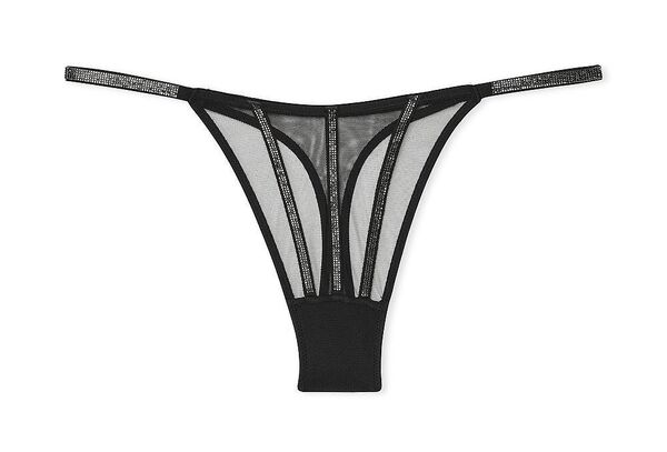 Victoria's Secret ヴィクトリア シークレット シアー シャイン ソング Tバック ショーツ ブラック 未開封品 送料無料