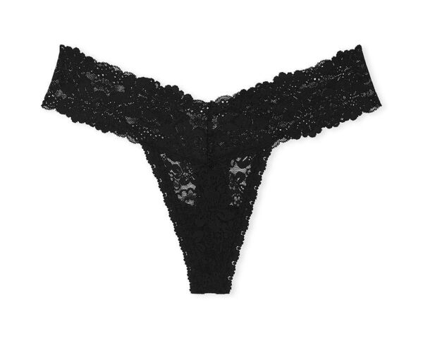 Victoria's Secret ヴィクトリアシークレット PINK Wink レース ソング Tバック ショーツ ピュアブラック