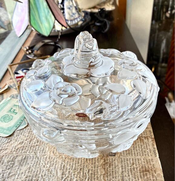 キャンディボックス ドイツ製 WALTHERGLAS 小物入れ ガラス皿 バラ キャンディポット ガラス