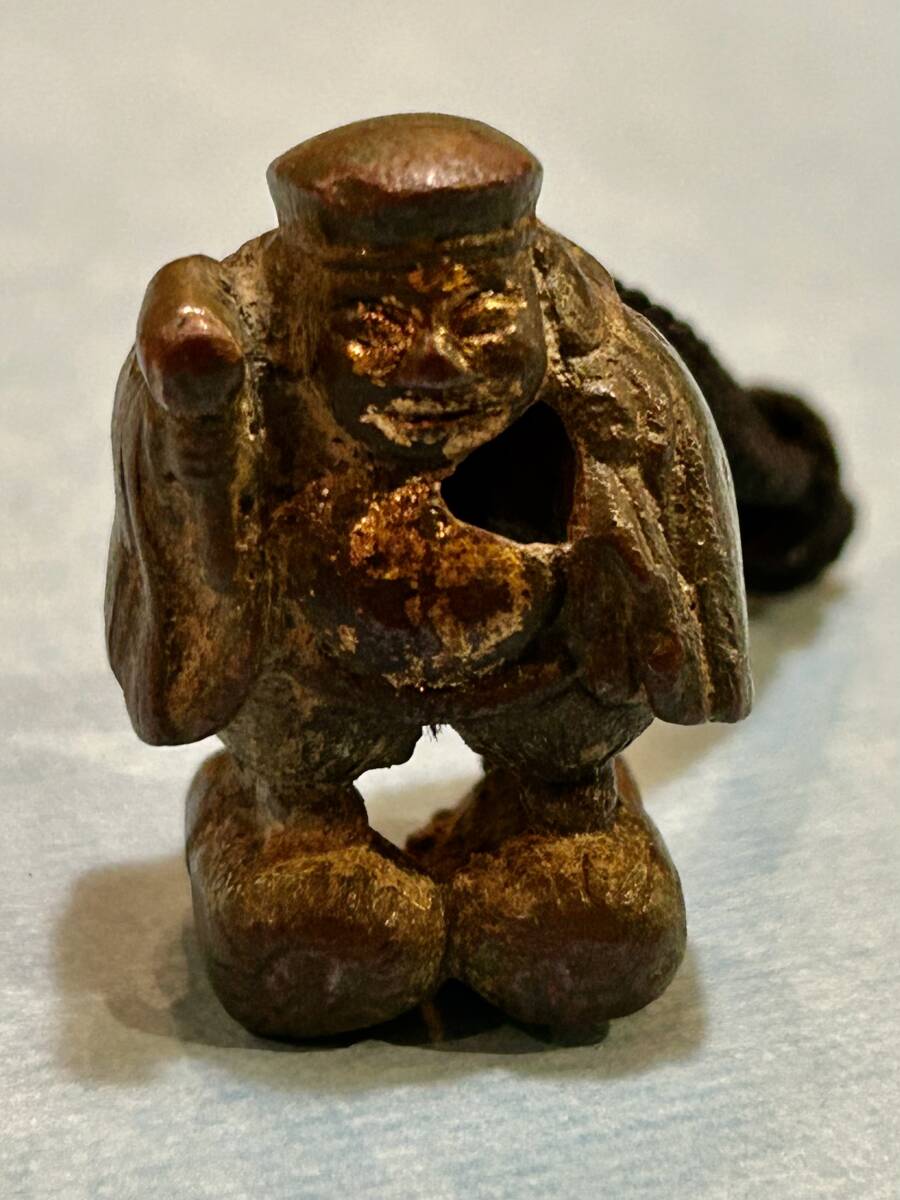 珍品 時代物 江戸期頃 一刀彫 大黒天 木彫 財運 招福物