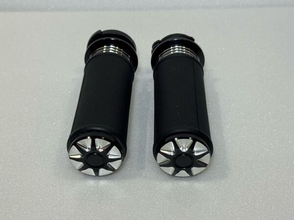 m ハーレー 1インチ ハンドル バー用 左右 ワイヤー式 グリップ スポーツスター ダイナ ソフテイル ツーリング XL FX FLS FLH 送料無料