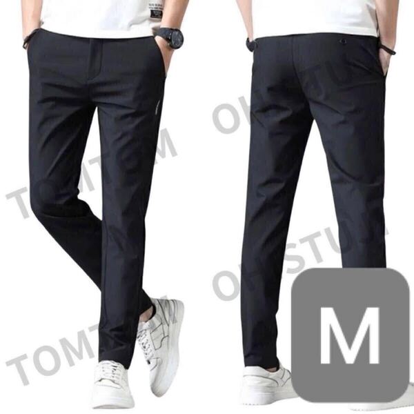 ストレッチ パンツ スポーツウェア ブラック M ゴルフ ロングパンツ 黒 ズボン 高品質 プレゼント 仕事 出勤 カジュアル