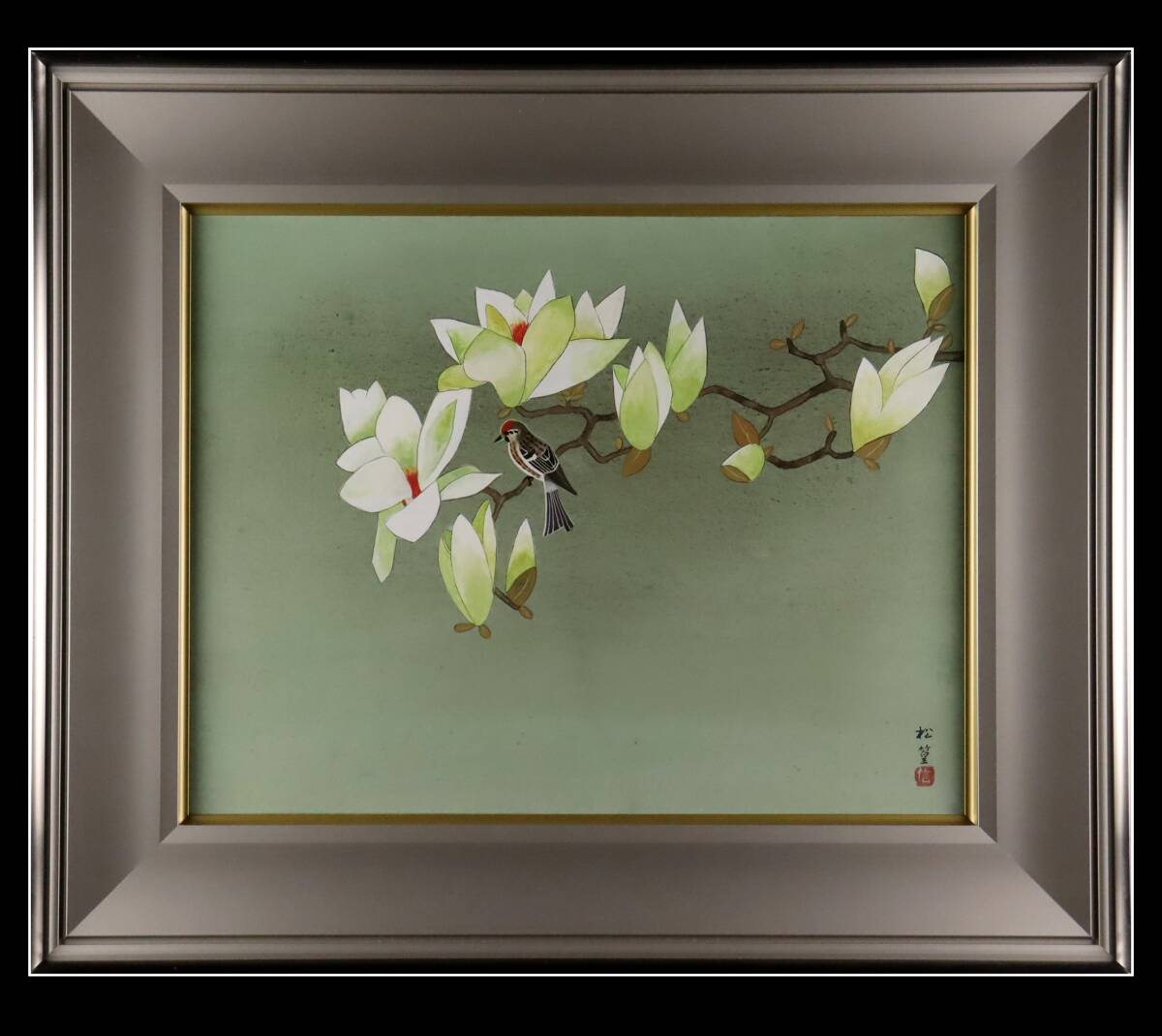 上村松園、【人生の花】、希少な額装用画集より、新品額装付